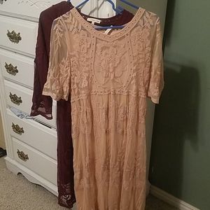 Two orange creek lace dresses
